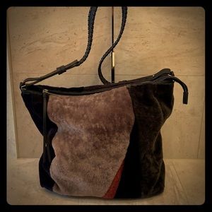 Patchwork, faux fur All Saints crossbody